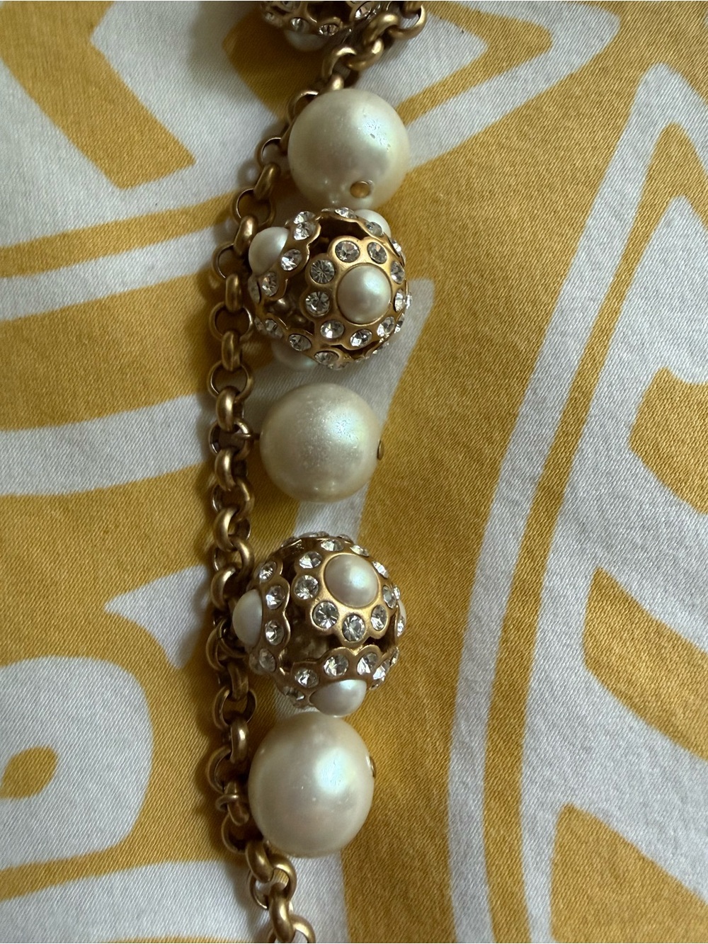Gold Pearl and Crystal Statement Bracelet - Women's Jewelry